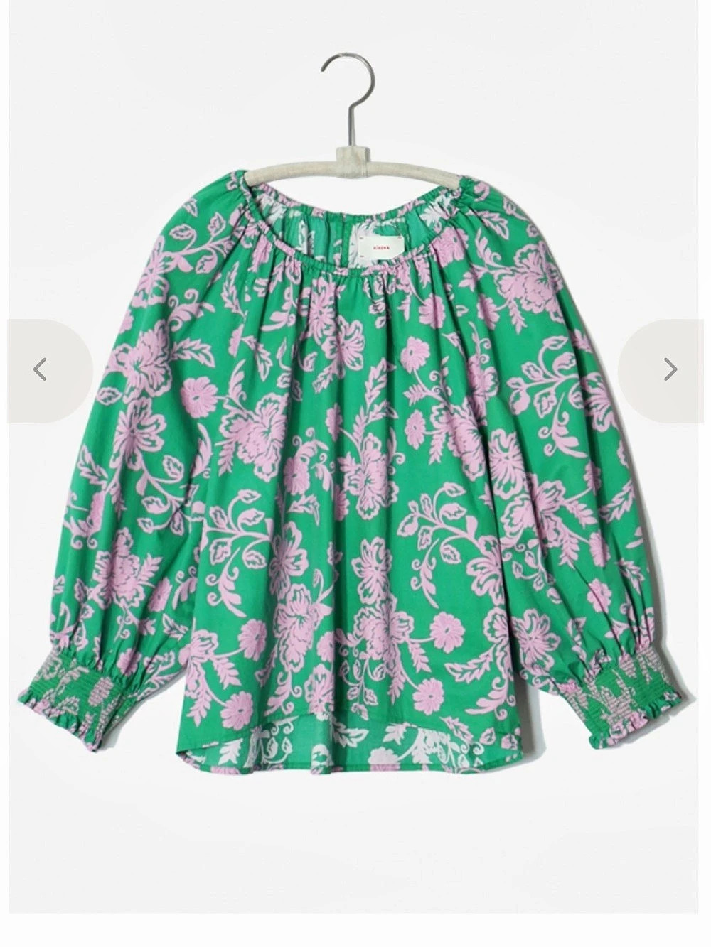XIRENA Floral Blouse in Green & Pink Size Small Like New